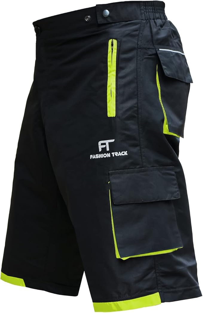 Men’s MTB Cycling Shorts with Padded Inner | Lightweight Mountain Bike Shorts with 6 Pockets & Adjustable Waist