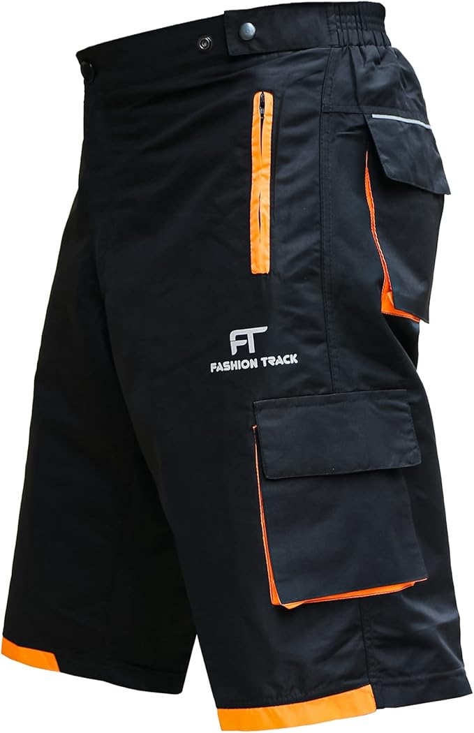 Men’s MTB Cycling Shorts with Padded Inner | Lightweight Mountain Bike Shorts with 6 Pockets & Adjustable Waist