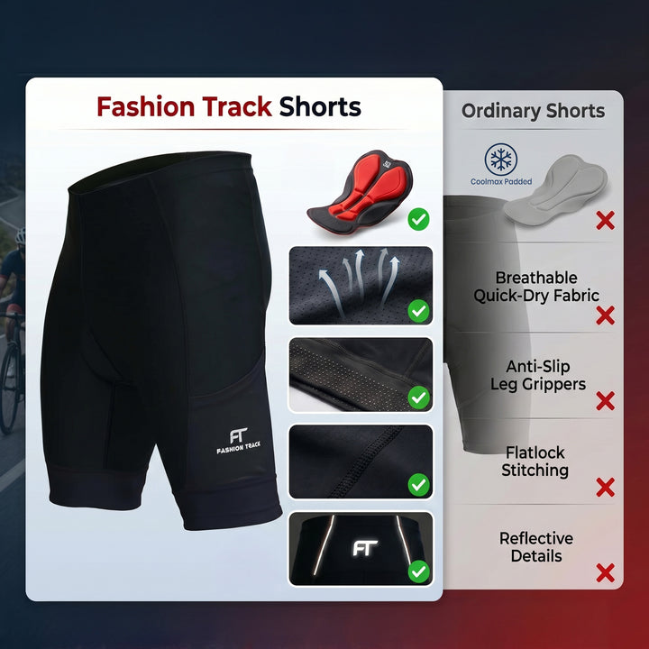 Men’s MTB Cycling Shorts - Breathable, Padded, Reflective