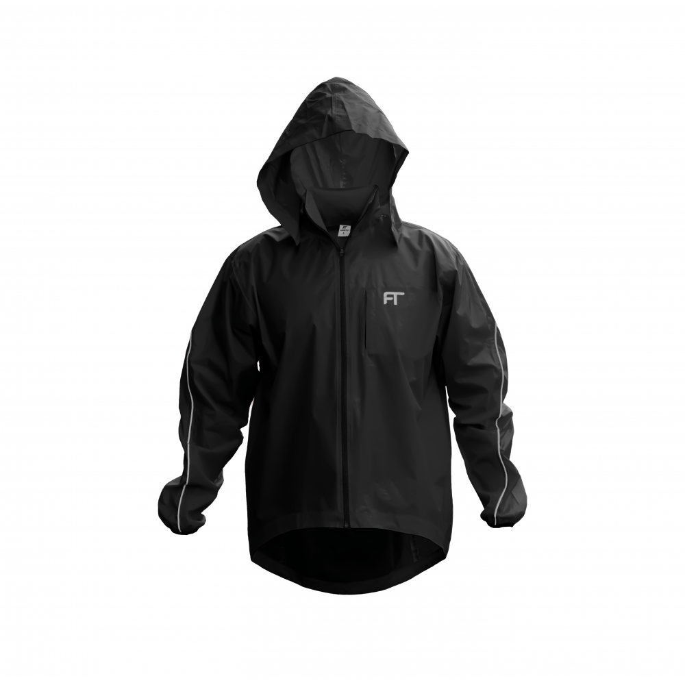 Men s Waterproof Rain Hoodie Cycling Jacket with Reflective Strips Detachable Hood Fashion Track