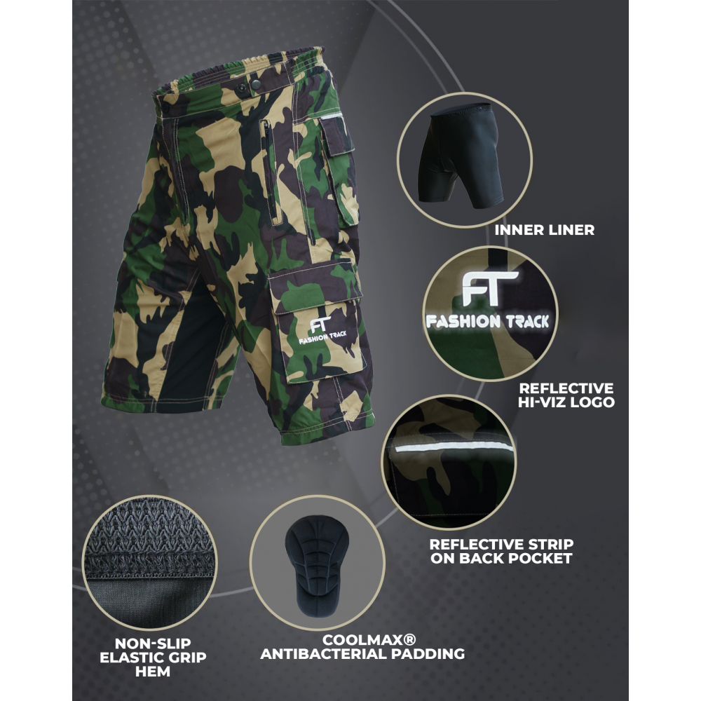 Men's Mountain Bike Shorts with Padded Inner Liner Front View