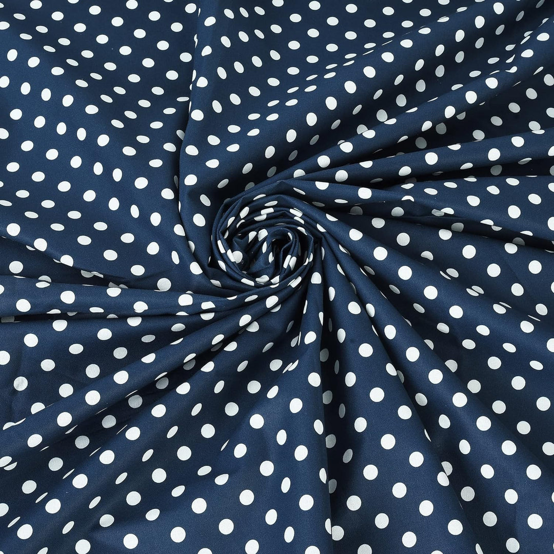 High-Quality 8mm Polka Dot Cotton Fabric Texture and Print Detail