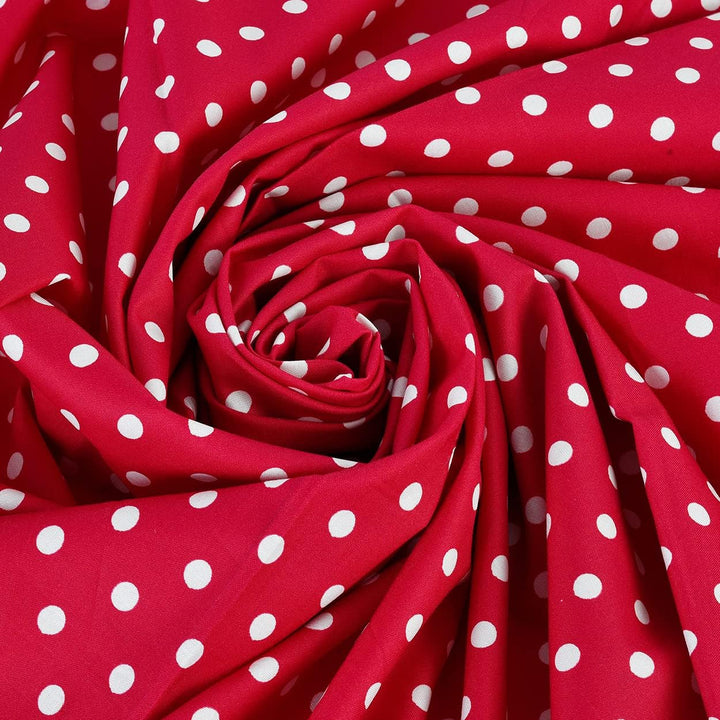 Close-up of 8mm Polka Dot Printed Soft Cotton Fabric for Sewing and Crafts