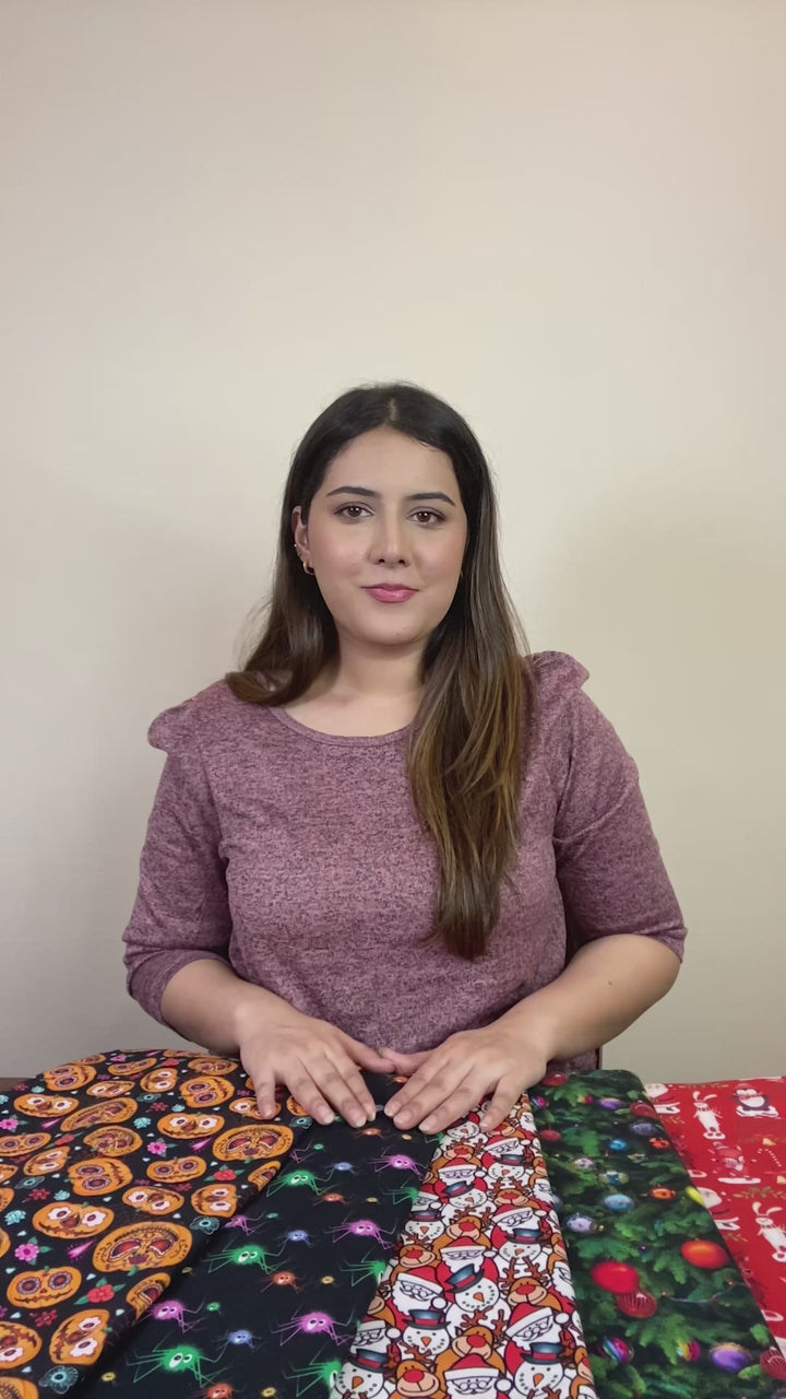 Christmas & Halloween Cotton Print Fabric – 100% Cotton | Seasonal Sewing & Craft Fabric (Per Meter)