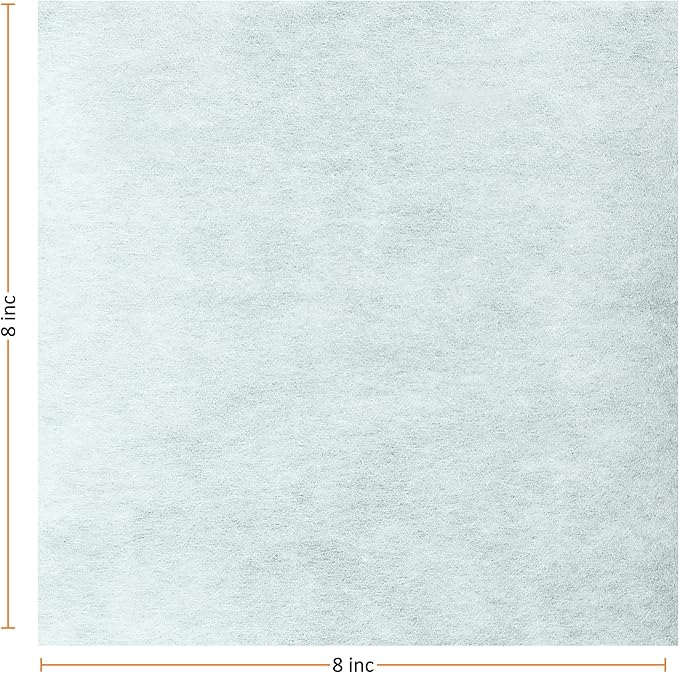 Tear Away Machine Embroidery Stabilizer Backing – 100 Precut Sheets (20 × 20 cm / 8 × 8") – Medium Weight 50 gsm