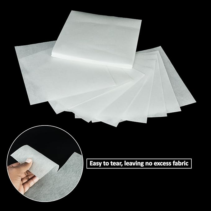 Tear Away Machine Embroidery Stabilizer Backing – 100 Precut Sheets (20 × 20 cm / 8 × 8") – Medium Weight 50 gsm
