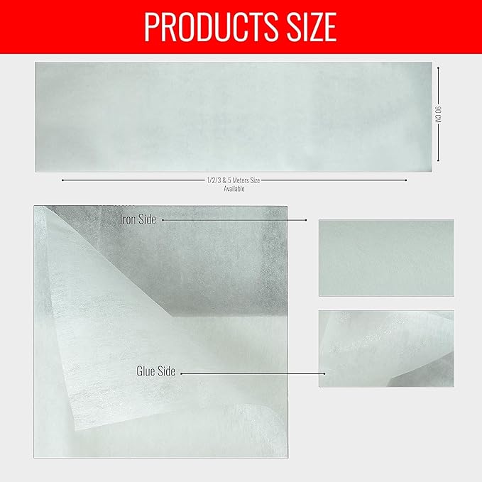 Iron-On Interfacing Fabric – White (Full Roll 100 Meters) | Mediumweight Fusible Backing for Sewing & Dressmaking