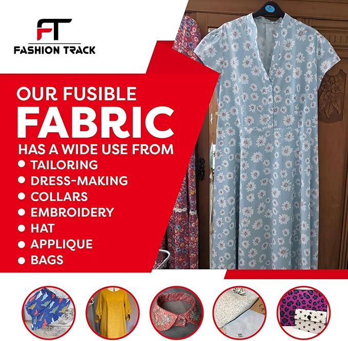 Iron-On Interfacing Fabric – White (Full Roll 100 Meters) | Mediumweight Fusible Backing for Sewing & Dressmaking